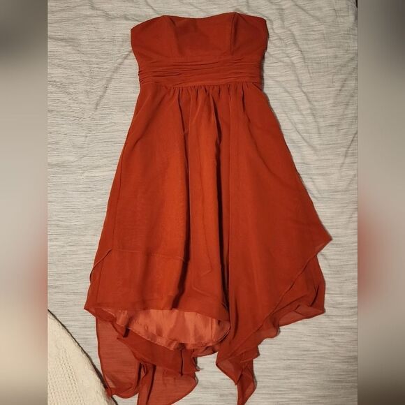 Alfred Angelo Rustic Orange Pixie Hem strapless Dress Size Large Like New - Picture 4 of 10